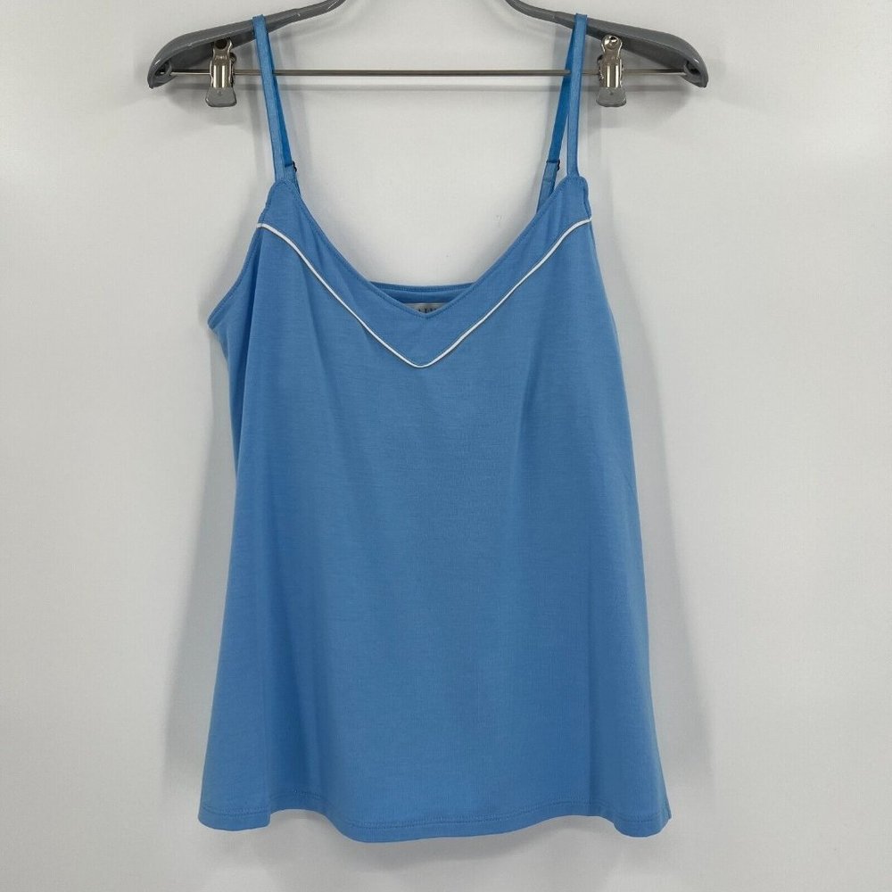 PJ Salvage Tropical Modal Knit Cami Sleep Top Pajama Tank sz S Blue Shelf Bra